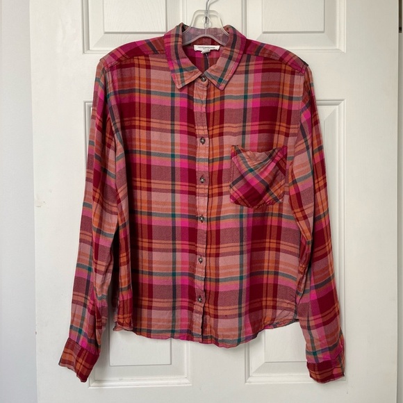 NWOT Beachlunchlounge Livvy Plaid Button Down Shirt S - Picture 3 of 16